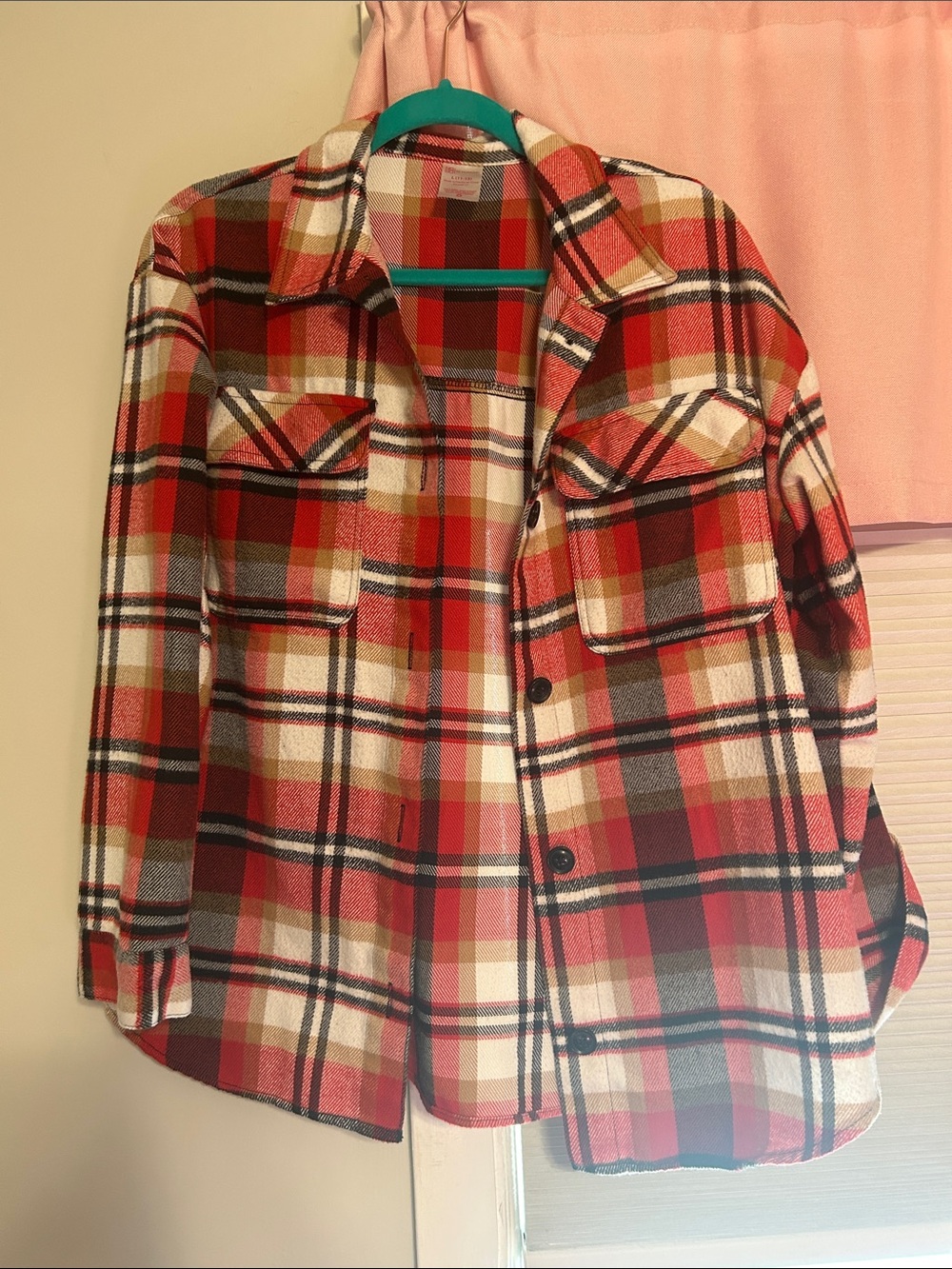 No Boundaries Red Plaid Shacket